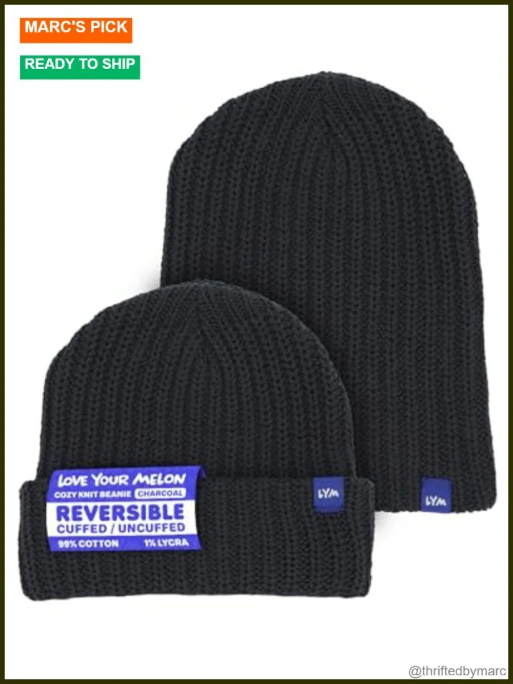 Unisex Cotton Knit Beanie Hat - Breathable Lightweight Cuffed or Slouchy Fit